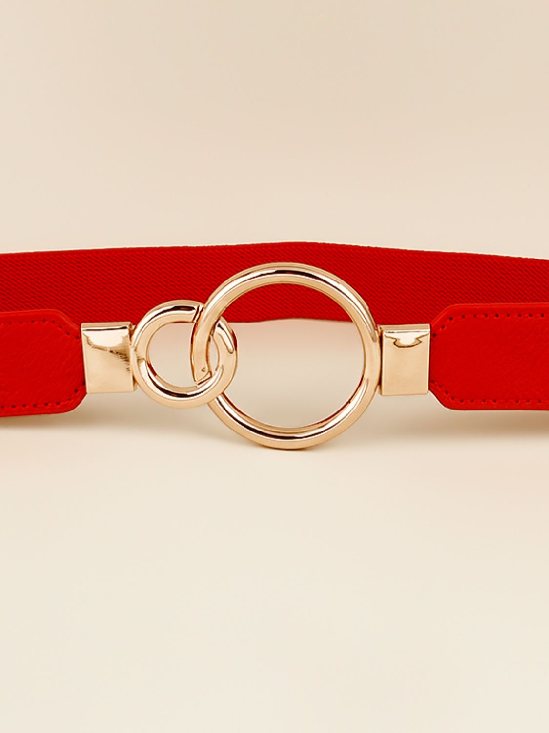 Double Ring Buckle Elastic PU Belt