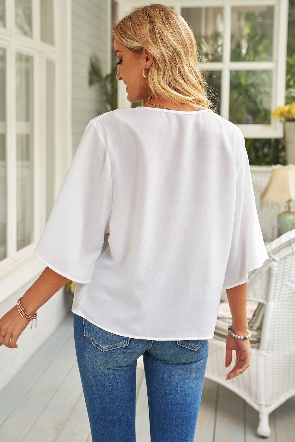 Short Sleeve Draped Blouse