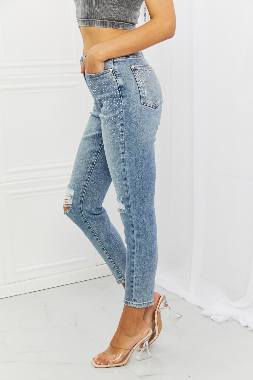 Judy Blue Kate Full Size Slim Fit Rhinestone Jeans